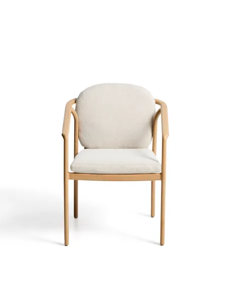 Уличный стул Sirte из алюминия с отделкой под дерево и веревкой цвета экрю