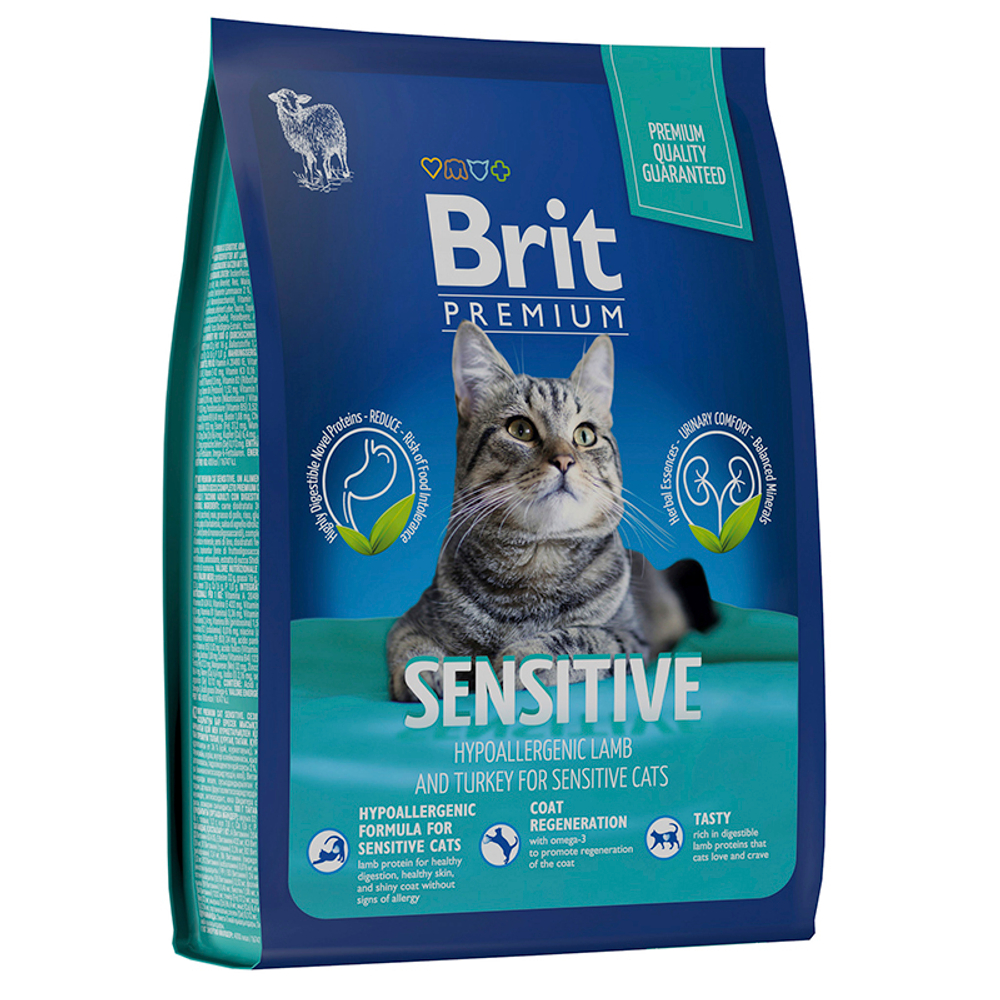 Сухой корм Brit Premium Cat Sensitive ягненок индейка 400г,для кошек с чувств.ЖКТ 06.25