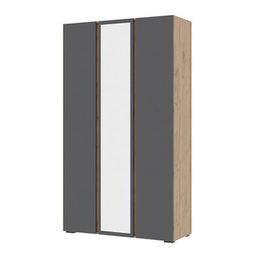 ХЕЛЕН ШК 02 Шкаф 3х створчатый с зеркаломФасад СЕРЫЙ ГРАФИТ 0162/Корпус ДУБ КРАФТ ЗОЛОТО