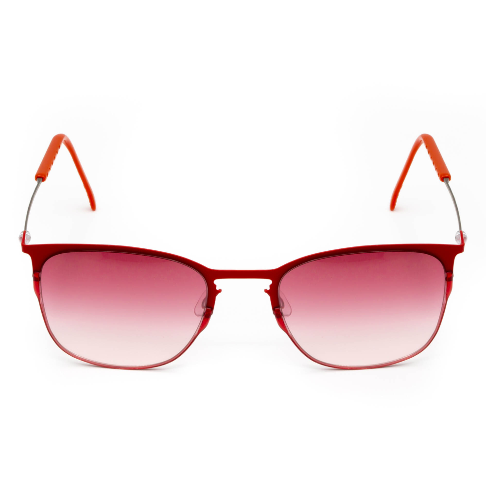 Красные солнцезащитные очки из титана с линзами красный градиент. Модель 11