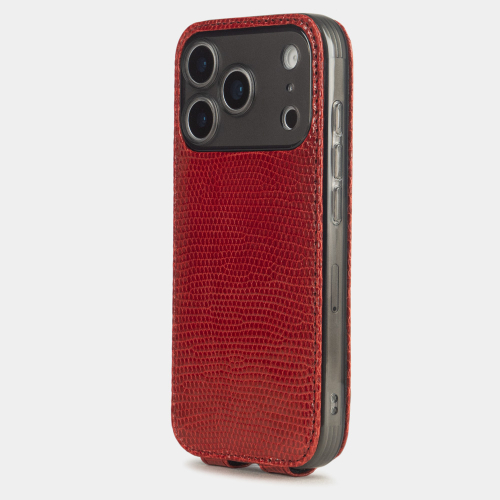 Чехол для iPhone 17 Pro Max - кожа ящерицы, красный