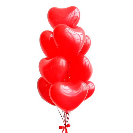 Букет из 10 Красных Сердец (16-17")