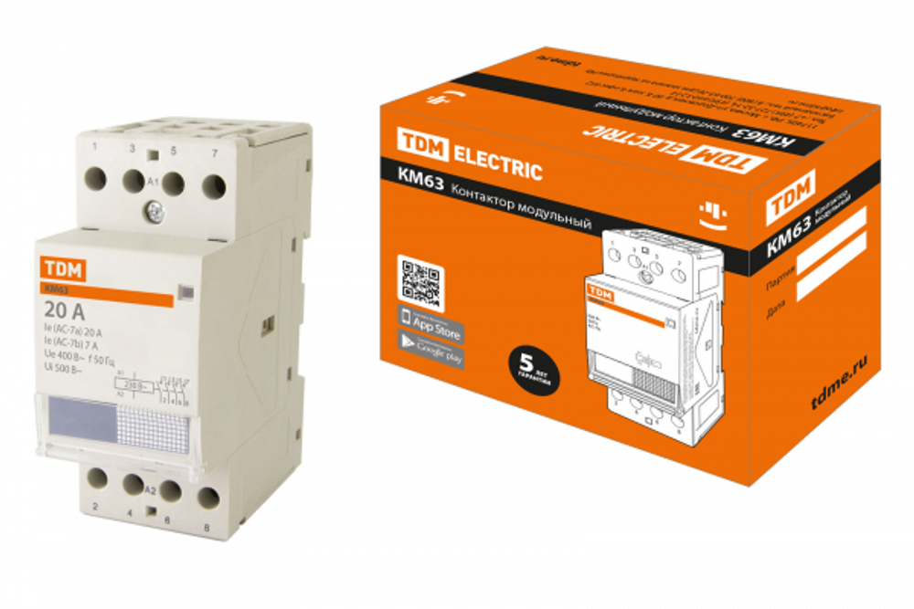 Контактор модульный 20А 230В 4НО AC КМ63/4-20 SQ0213-0011 TDM