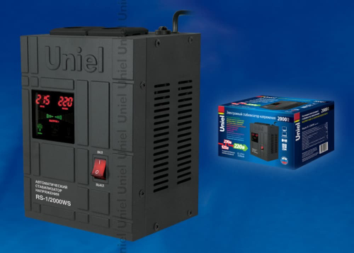 RS-1/2000WS Стабилизатор напряжения «Uniel» релейный однофазный настенный, с гальванической развязкой, 2000ВА