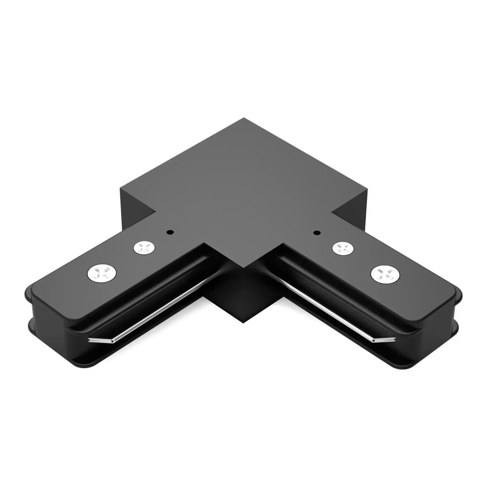 Угловой L‑коннектор питания для однофазной трековой шины Vaes 2TRA, цвет чёрный