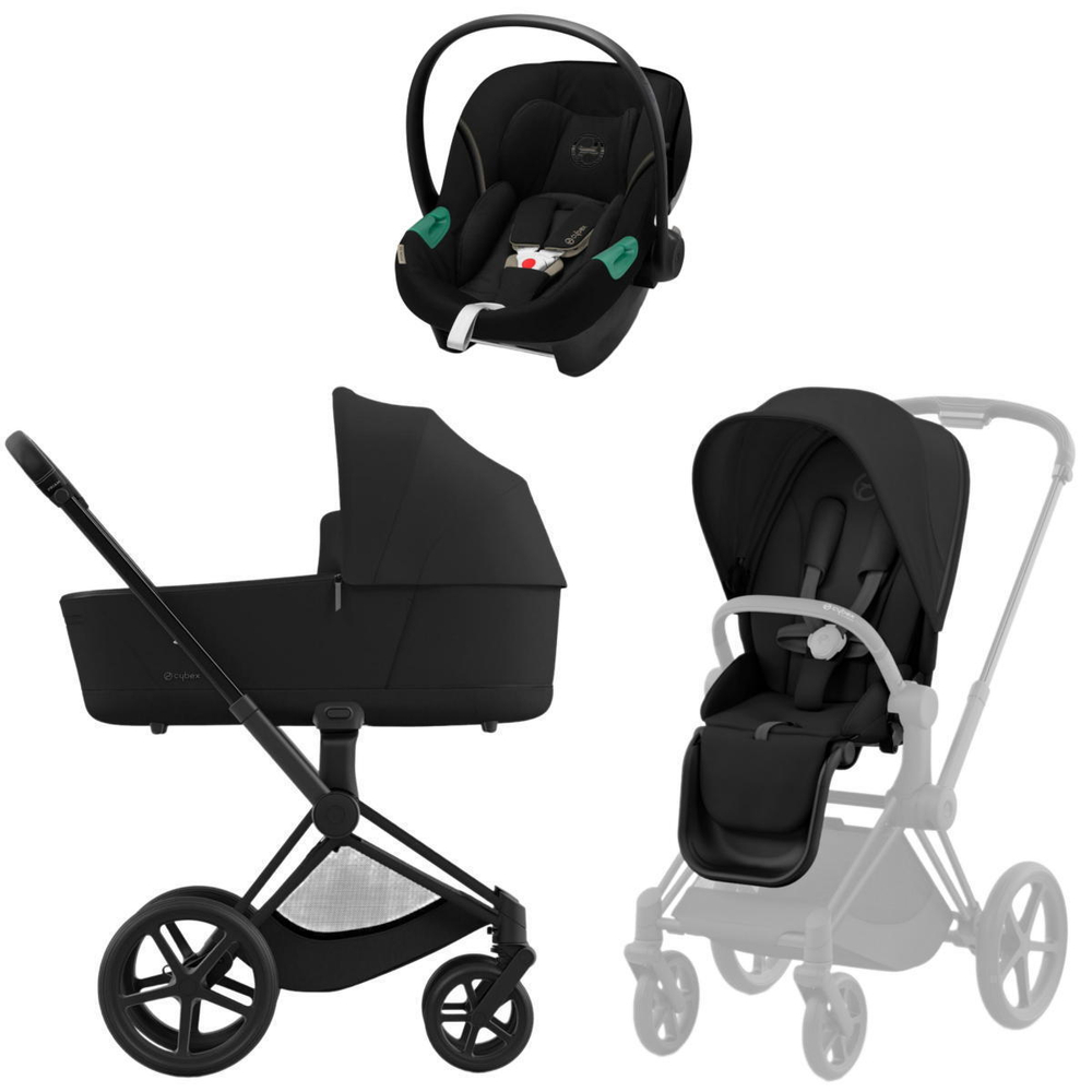 Коляска 3 в 1 Cybex Priam IV Matt Black complete и автокресло Aton S2 i-Size Moon Black Sepia Black
