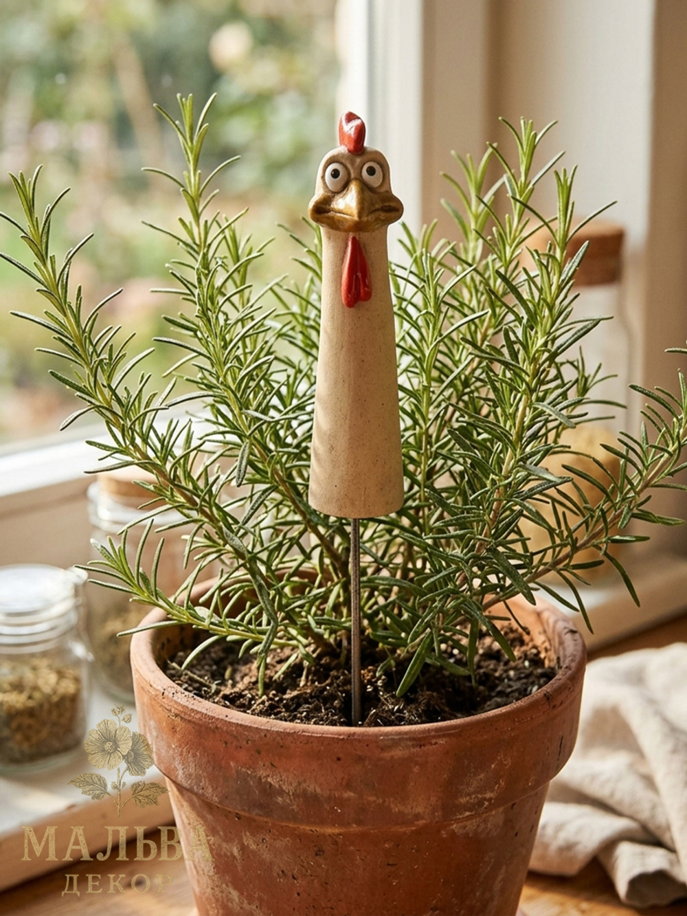 Декор на штекере "Петух" 7x4,5xH18,5 см + 40см штекер CAMPO Home & Garden
