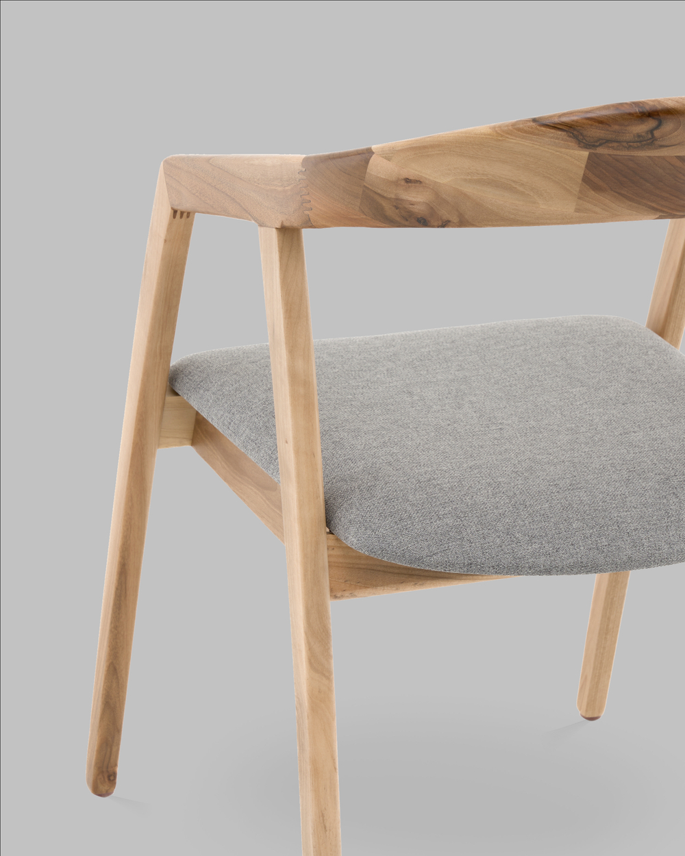 Стул Вудмилан каркас дерево цвет натуральный орех рогожка серый