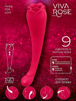 Малиновый двусторонний вибростимулятор 19см с подвижным язычком Bior Toys Viva Rose RT-34013