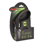 Flexi New Classic S 5м до 15кг поводок-рулетка РЕМЕНЬ, ЧЁРНЫЙ 1/12