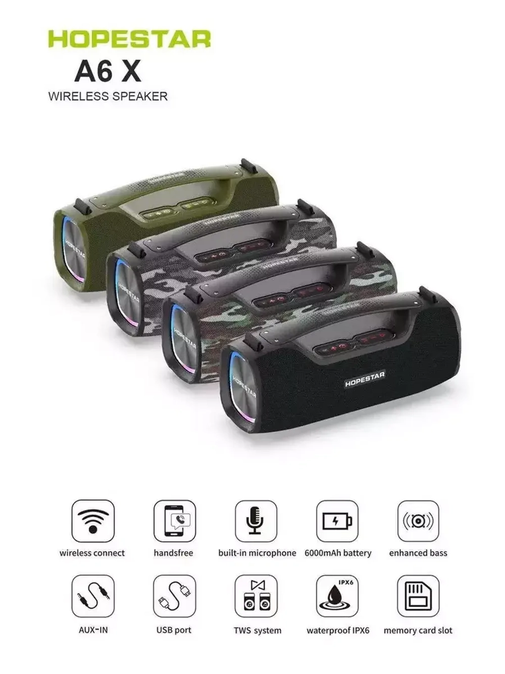 Портативная колонка A6X military