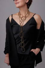 Лариат Венера круги из золотого венецианского бисера