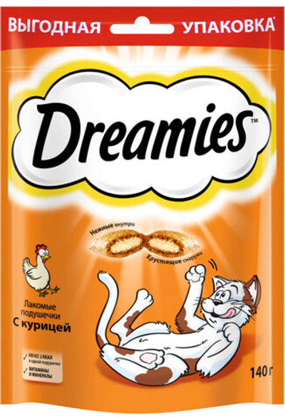 Dreamies лакомые подушечки курица 140г