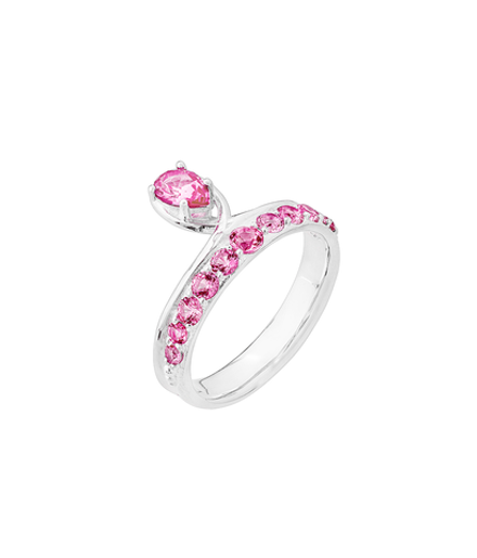 Кольцо из серебра со вставками из розовых фианитов