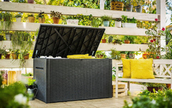 Пластиковый сундук Keter Java Rattan 850 л graphite