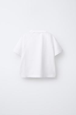 ZARA ФУТБОЛКА С РУКАВАМИ РЕГЛАН И ПРИНТОМ, БЕЛЫЙ