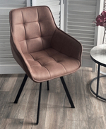 Стул М-City DISAUR Солис поворотный на поворотный на 360 градусов, Федерика Шоколад, искусственная замша, Черный каркас