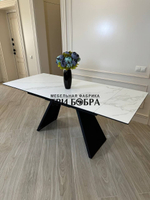 Кухонный раскладной стол "Хилтон", белый мрамор