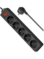 Сетевой фильтр Defender ES 1,8 м, черный, 5 розеток