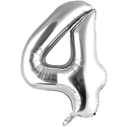 Шары цифры гелиевые Серябряные 102см