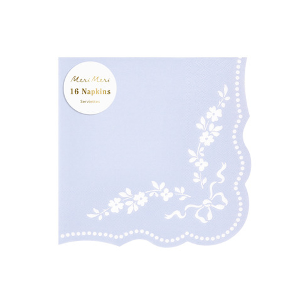 Салфетки большие васильковые "Рококо" 8 шт. (16,5 x 16,5 см)