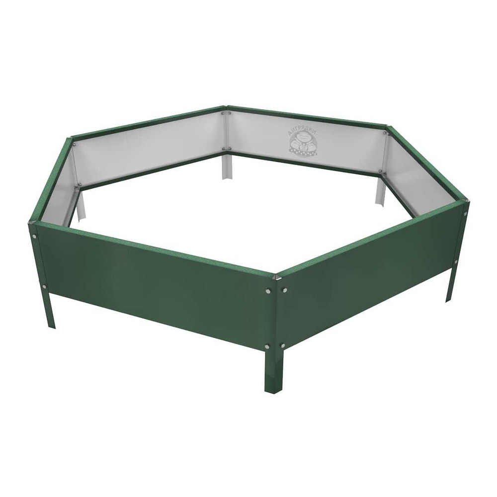 Клумба многоугольная оцинкованная с ножками 1 ярус RAL 6002 Зеленая листва