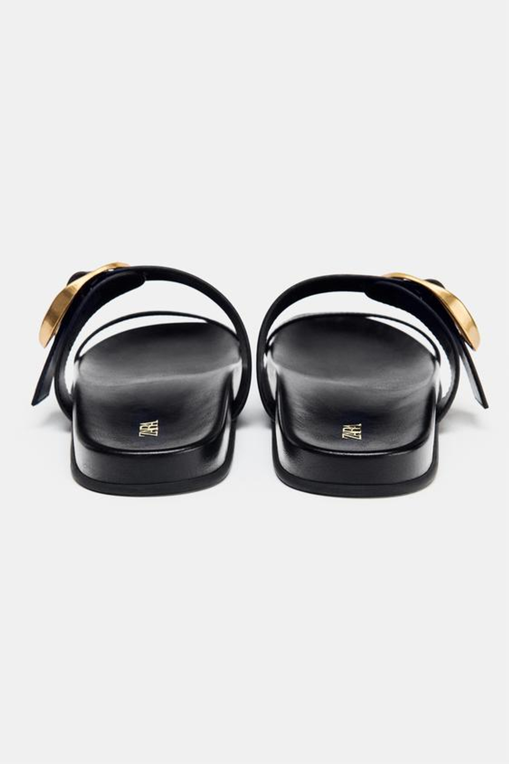 ZARA САНДАЛИИ С ДВУМЯ РЕМЕШКАМИ И ПРЯЖКОЙ, ЧЕРНЫЙ