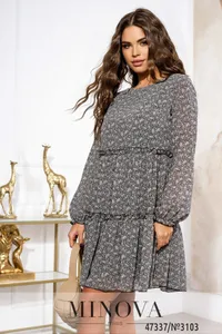 Платье 3103-черно-белый Minova