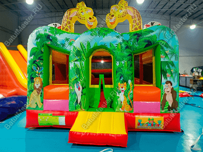 Коммерческий надувной батут "Законы джунглей", без горки