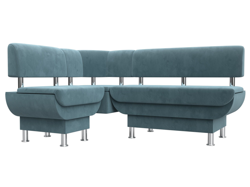 Диван кухонный угловой Альфа левый угол, Бирюзовый, Велюр, 116692L