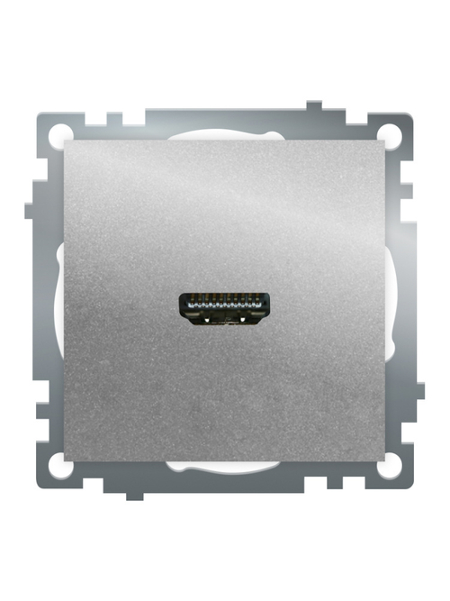 Розетка HDMI 2.1, Type A (механизм), STEKKER GLS00-7118-03, серия Катрин, серебро 50061