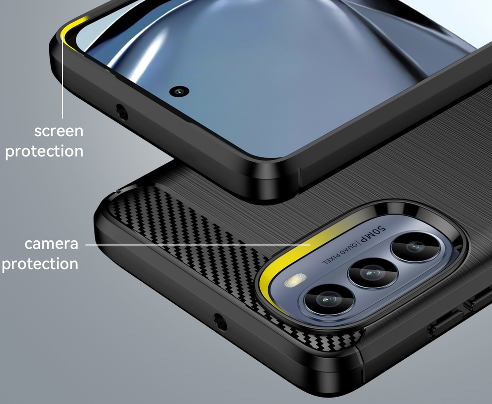 Мягкий чехол с дизайном в стиле карбон для Motorola Moto G62 5G, серия Carbon от Caseport