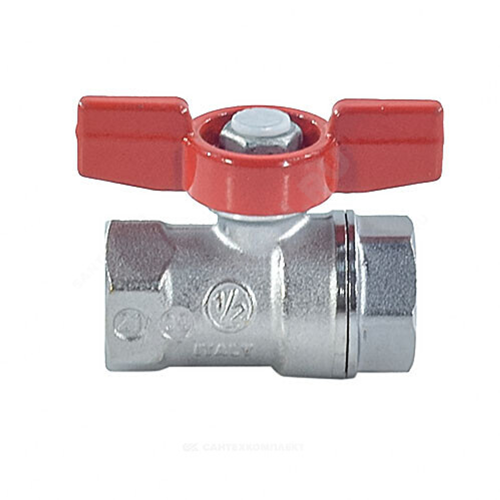 Кран шаровой латунь хром R251D Ду 20 Ру42 ВР бабочка красная Giacomini R251X004