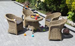 Равенна, стол кофейный коричневый/соломенный, искусственный ротанг