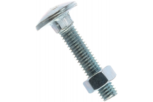 БОЛТ МЕБ. СТРОЙБАТ DIN 603 5X25 С ГАЙКОЙ (БЕЛЫЙ ЦИНК 10 ШТ)