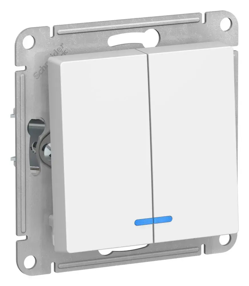 ATLASDESIGN 2-клавишный ВЫКЛЮЧАТЕЛЬ с подсветкой, сх.5а, 10АХ, механизм, ЛОТОС