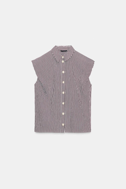 ZARA РУБАШКА С ОБЪЕМНЫМИ РУКАВАМИ, ПОЛОСКИ