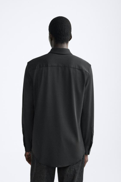 ZARА РУБАШКА ИЗ ЭЛАСТИЧНОЙ РЕЛЬЕФНОЙ ТКАНИ, ЧЕРНЫЙ