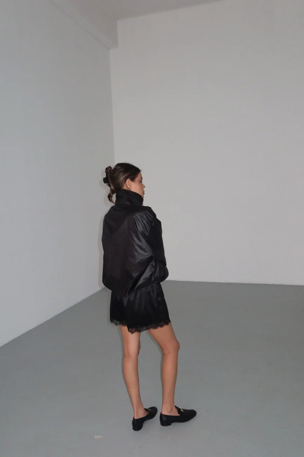 Шорты с кружевом, Черный