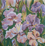 Декоративный гобеленовый чехол для интерьерной подушки Розово-сиреневые ирисы 34*34