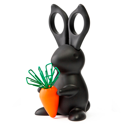 Ножницы+магнит со скрепками bunny, черный