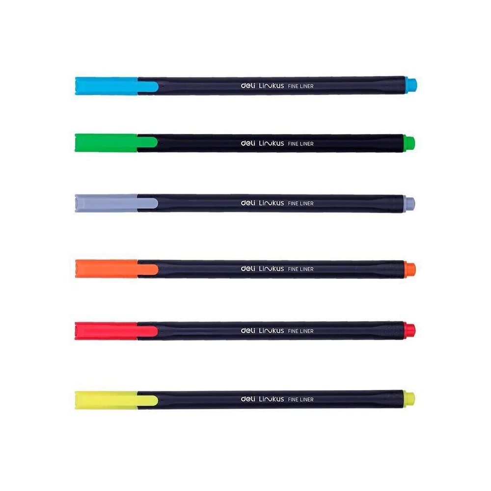 Набор капиллярных ручек 6цв. Deli EQ900-06, 0.45мм, европодвес