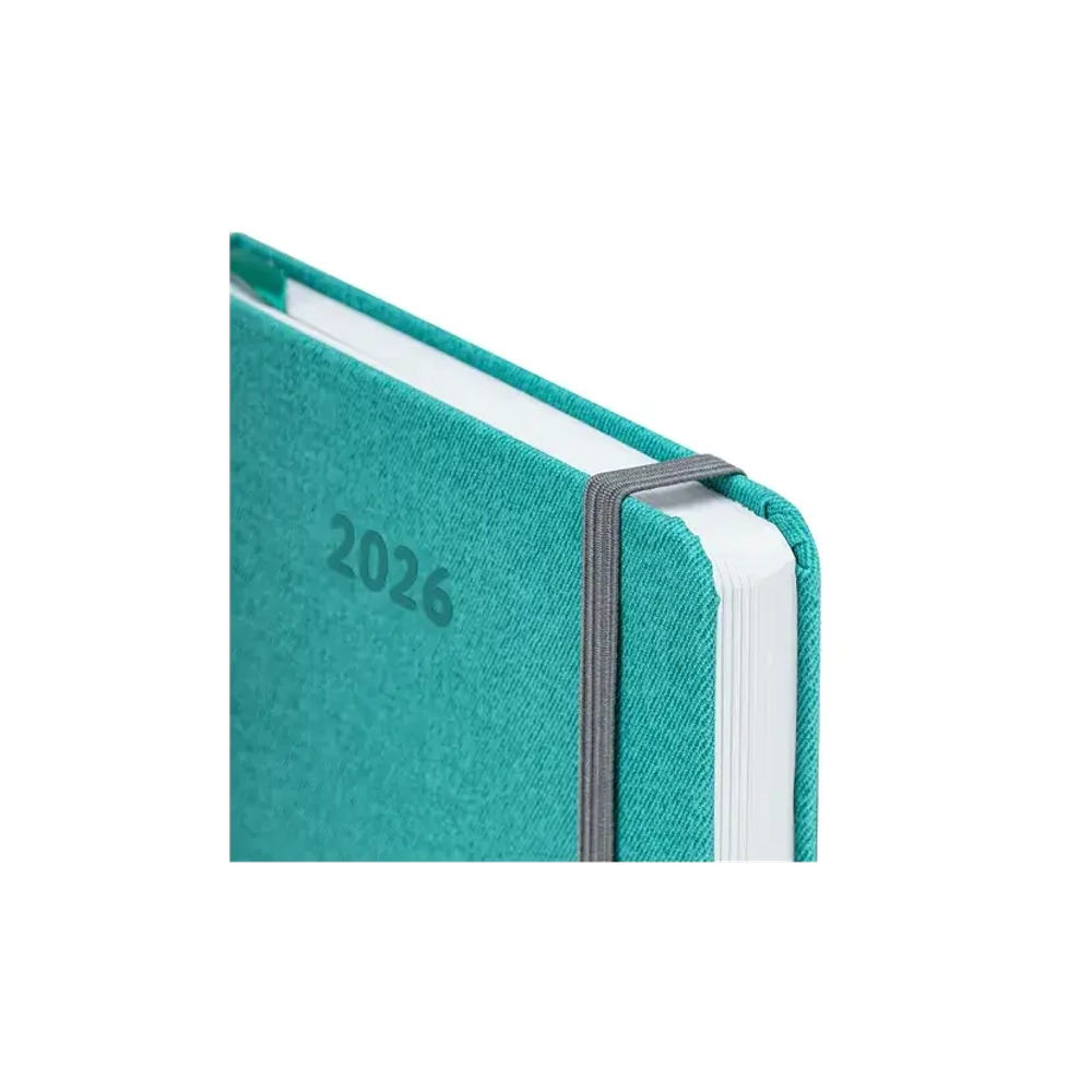 Ежедневник датированный 2026 А5 138x213 мм, BRAUBERG "Mosaic", под кожу, держатель для ручки, бирюза, 117110