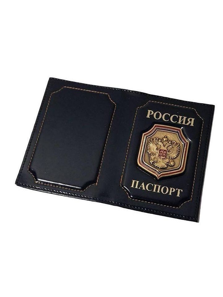 Обложка на паспорт со знаком герб РФ щит (черный)