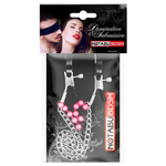 Оригинальные зажимы на соски с розовыми бусинками и цепочкой (Цвет: розовый)