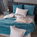 КПБ на резинке Сатин Velvet Premium с Одеялом VPR008, Евро, 4 наволочки, простынь 140*200*25