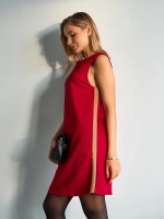 Платье сарафан офисное замшевое А силуэт с лампасами