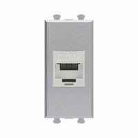 Компьютерная розетка RJ-45 без шторки модульная, кат.6А экранированная, "Avanti", "Закаленная сталь", 1 модуль