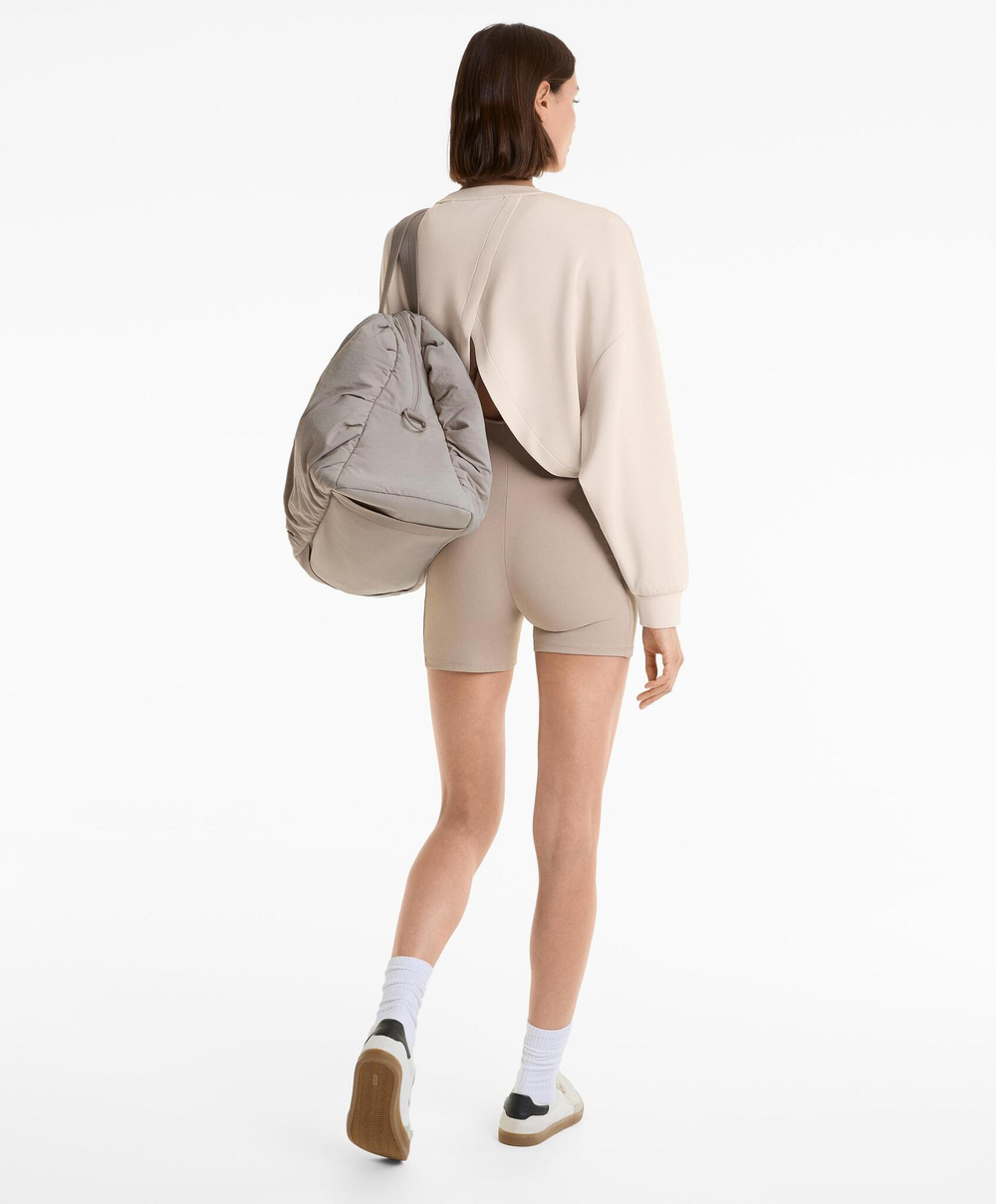 Oysho Толстовка укороченная с перекрещивающейся спинкой и модалом, серо-бежевый