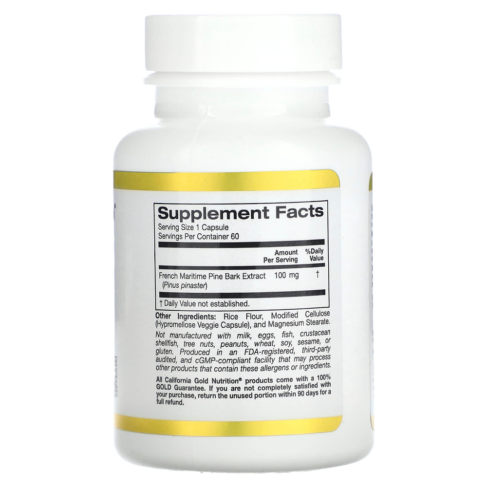 California Gold Nutrition, Oligopin, экстракт коры французской приморской сосны, 100 мг, 60 растительных капсул